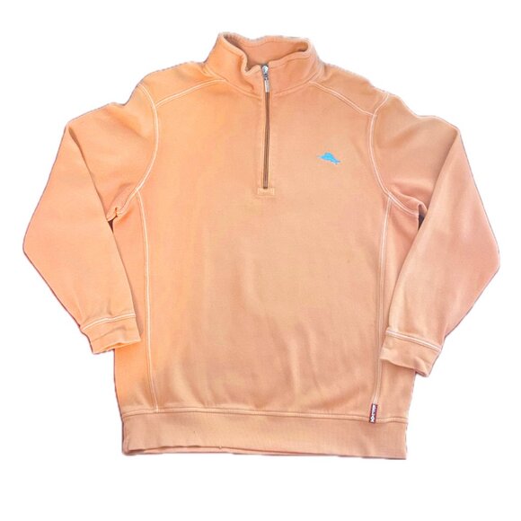 Tommy Bahama Men's Quarter Zip Relax Peach Size Medium - Picture 1 of 8